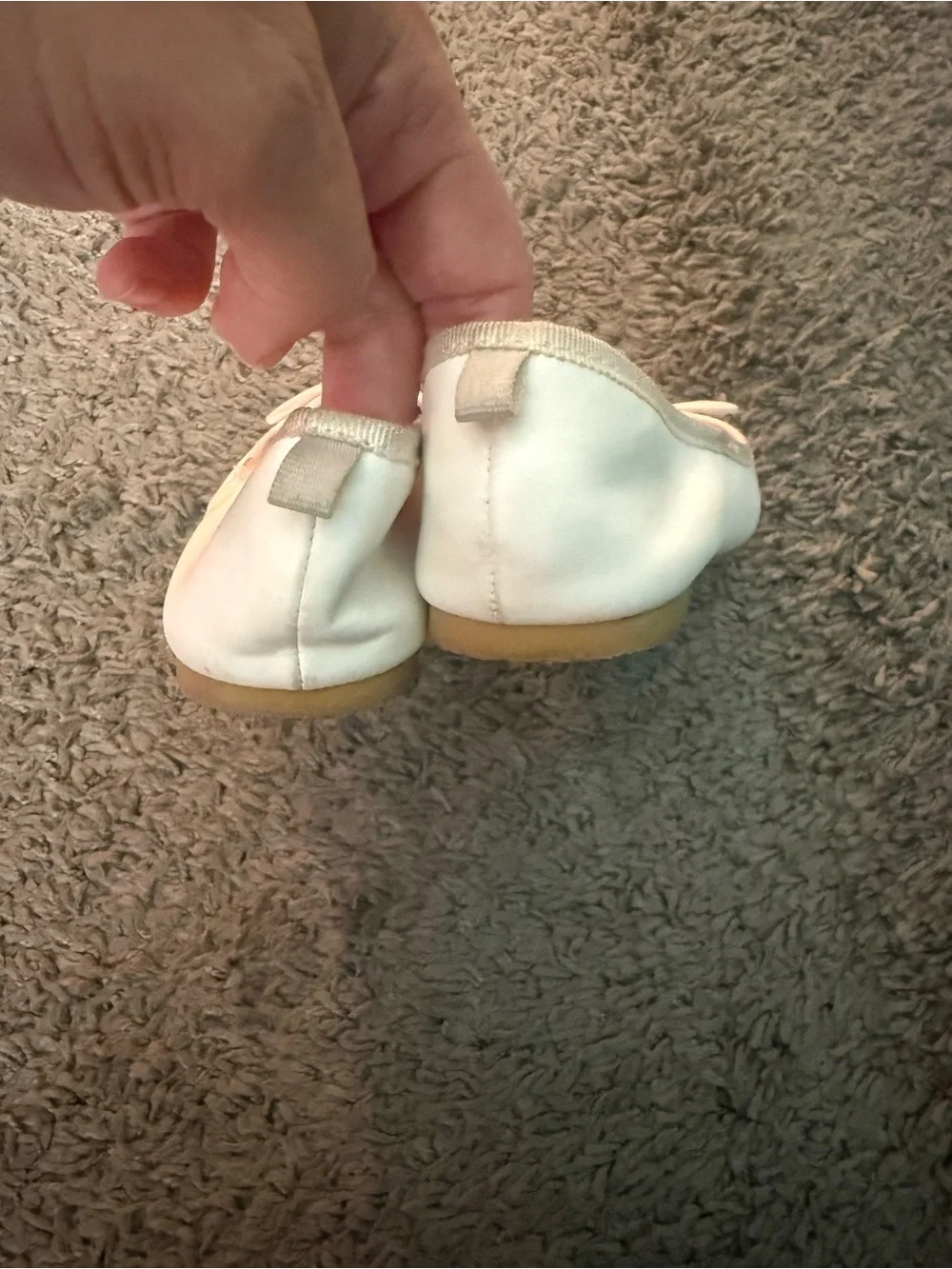 Cat & Jack White Ballet Flats with Bow Sz 12